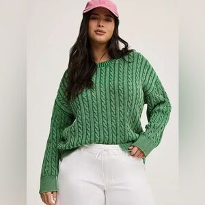 Torrid Cable Knit Acid Wash Pullover Crew Sweater